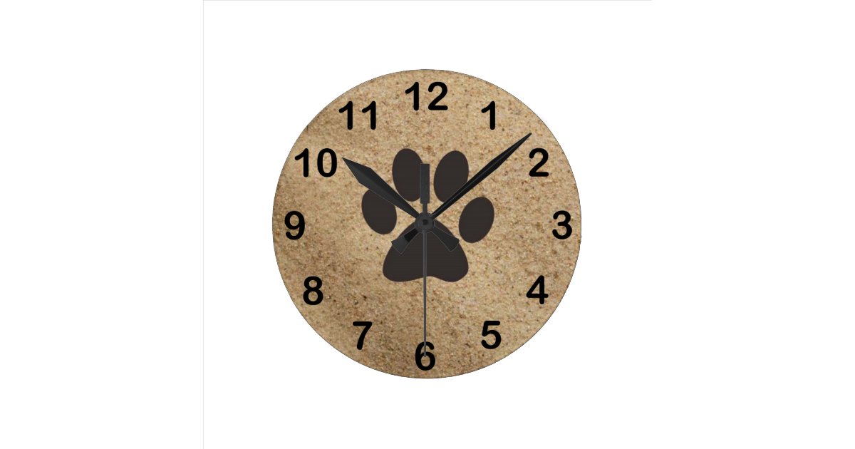 Paw Print on Sand Art Clock | Zazzle.co.uk