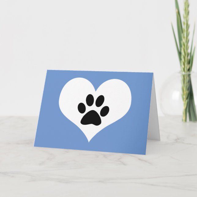 paw print on your heart pet loss memorial card (Front)