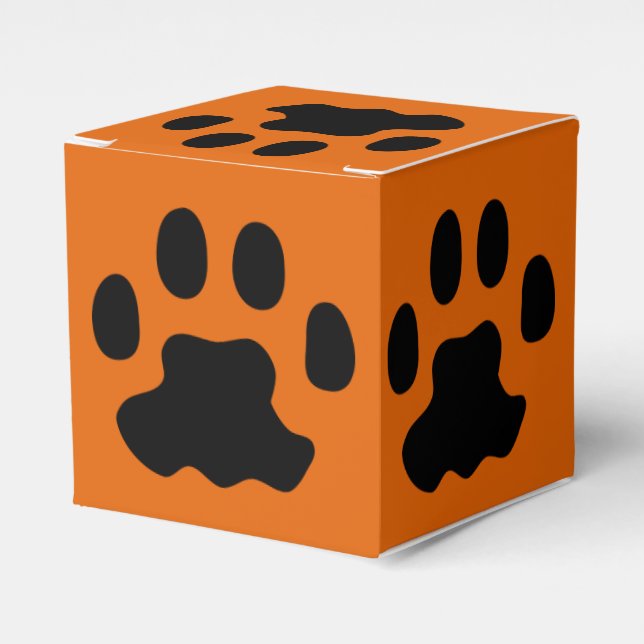Paw Print Orange Favour Box (Front Side)