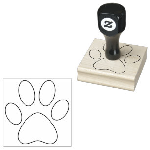 Paw Print Outline Left Pet Cat Dog Modern Large Rubber Stamp