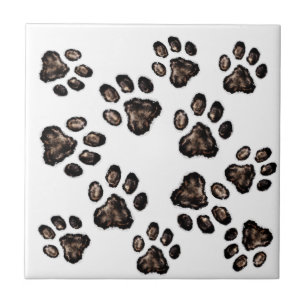 Paw Print Pattern Design Brown Tile