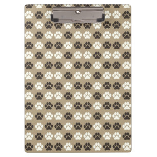Paw Print Pattern Earthy Sand Clipboard