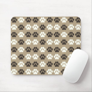 Paw Print Pattern Earthy Sand Mouse Mat