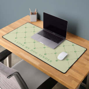 Paw Print Pattern Green Personalised Desk Mat