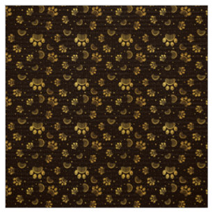 Paw print pattern in brown and gold colour fabric