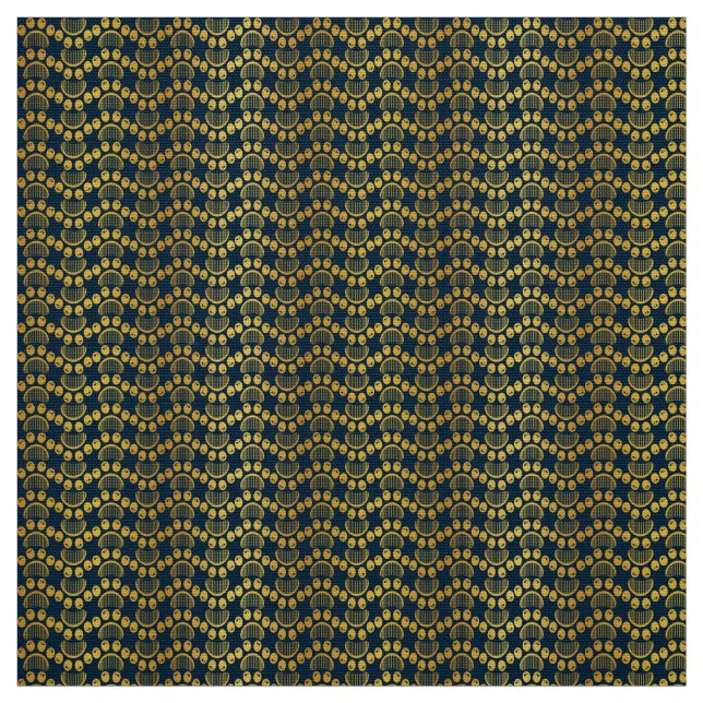 Paw print pattern in gold colour fabric (Swatch)