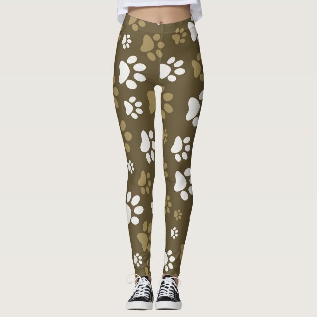 Paw Print Pattern Leggings for Women (Front)