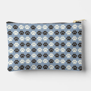 Paw Print Pattern Silver Blue Accessory Pouch