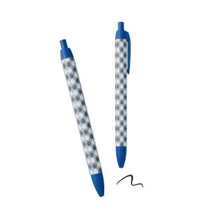 Paw Print Pattern Silver Blue Black Ink Pen