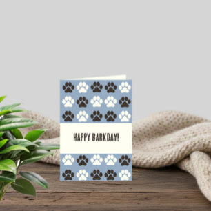 Paw Print Pattern Silver Blue Card