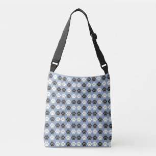 Paw Print Pattern Silver Blue Crossbody Bag