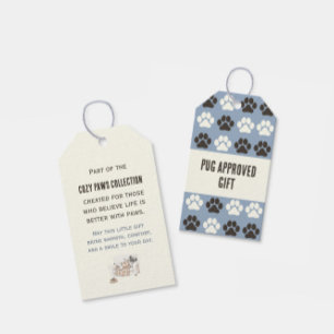 Paw Print Pattern Silver Blue Gift Tags