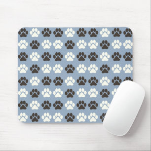 Paw Print Pattern Silver Blue Mouse Mat