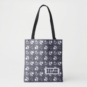 Paw Print Pattern with Name Tote Bag