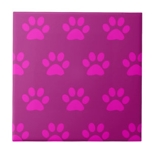 Paw Print Patterns Pink Purple Girly Cute Tile