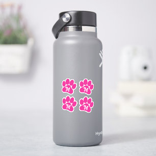 Paw Print Personalised Curly Letter Hot Pink Vinyl