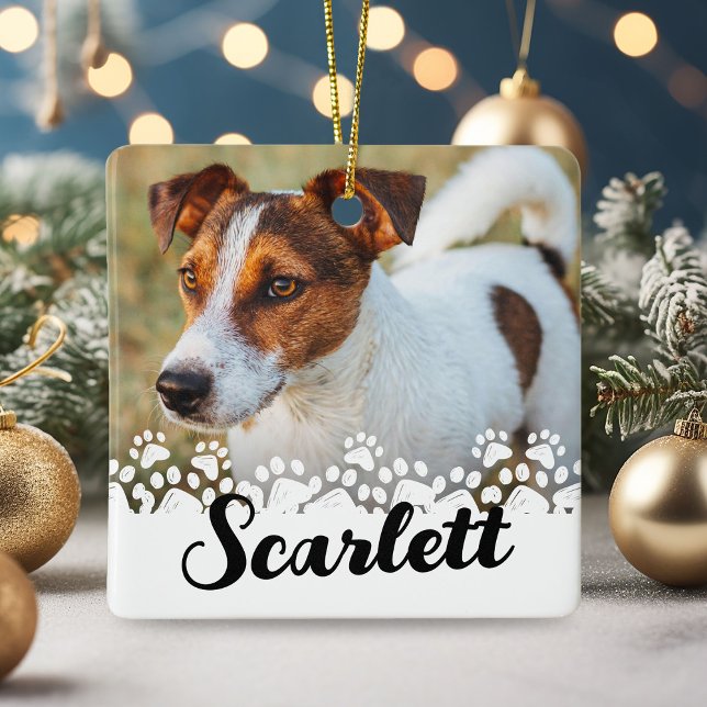 Paw Print Pet Custom Photo Ceramic Ornament (Creator Uploaded)