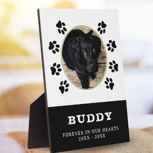 Paw Print Pet Dog Photo Memorial Keepsake Plaque
