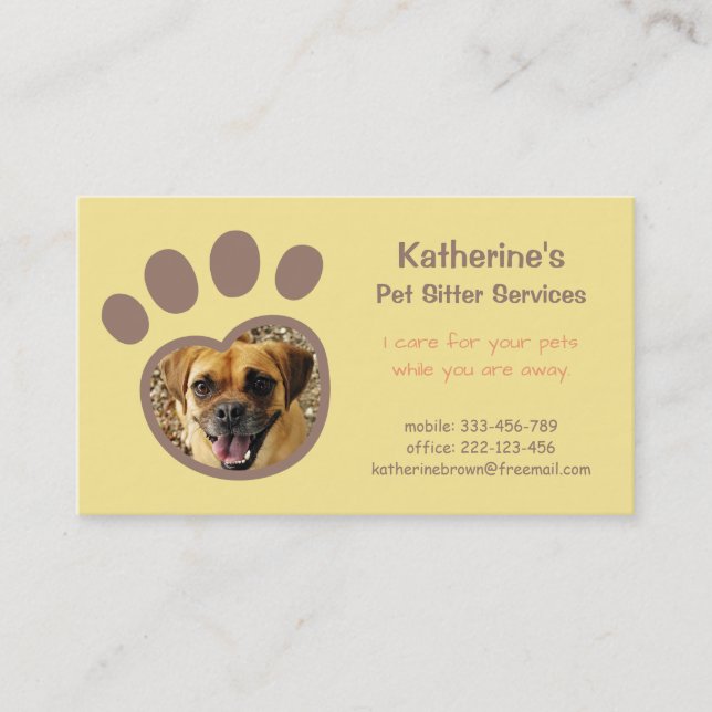 Paw Print Pet Sitter Services Business Cards (Front)