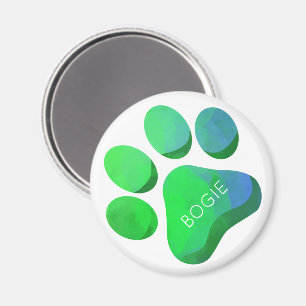 Paw Print Pets NAME Blue Green Dog Cat Fun Magnet