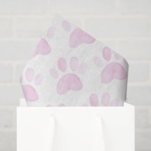 Paw Print Pink Watercolor Art NAME Sweet Pet Tissue Paper