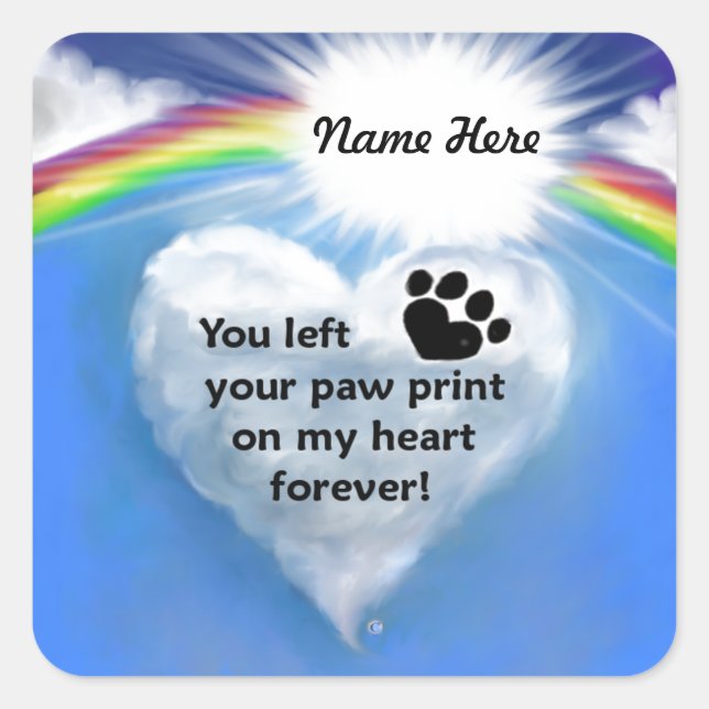 Paw Print Poem Square Sticker (Front)