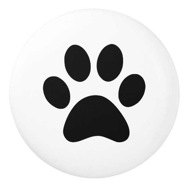 Paw Print - puppy dog cat or other pet animal Ceramic Knob (Front)
