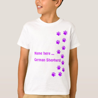Paw print purple - add your own name or dog breed T-Shirt