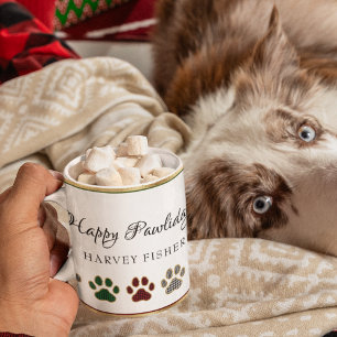  Paw Print, Red, Green, Black, Buffalo Plaid  Coffee Mug