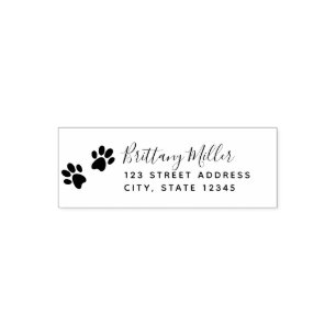 Paw Print Return Address with Script Self-inking Stamp