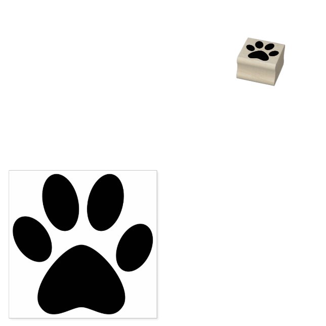 Paw Print Right Pet Cat Dog Simple Small Rubber Stamp (Stamped)