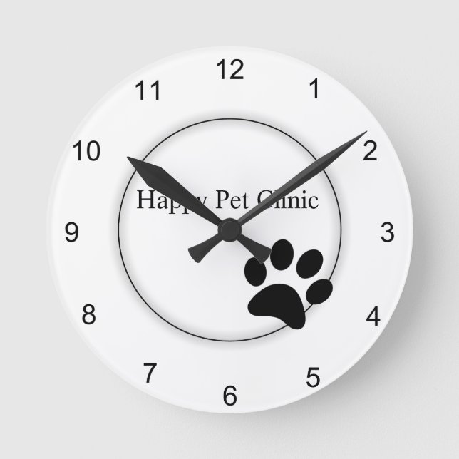Paw Print Round Clock (Front)