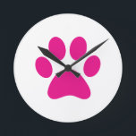 Paw Print      Round Clock<br><div class="desc">Paw,  print,  dog,  cat,  pet,  puppy,  kitten,  sympathy,  keepsake,  remembrance</div>
