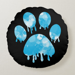 Paw Print Round Cushion