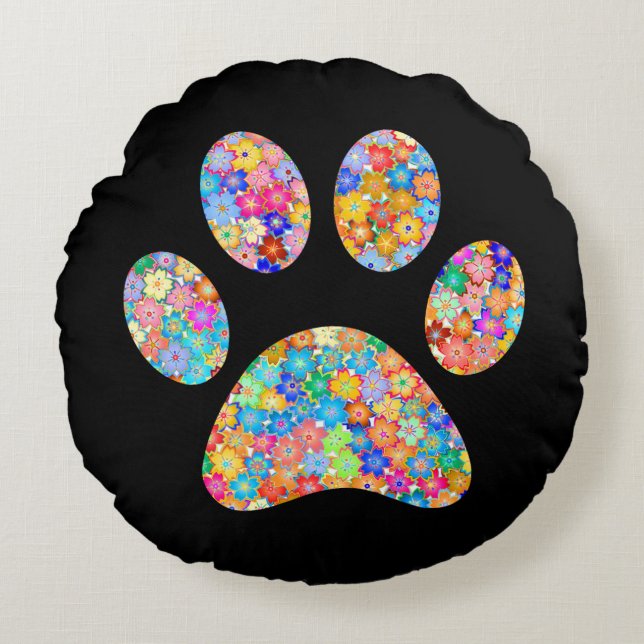 Paw Print  Round Cushion (Front)