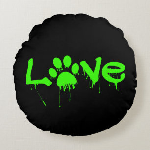 Paw Print Round Pillow