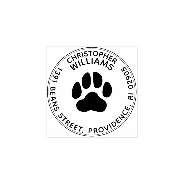 Paw Print Round Return Address Stamp (Imprint)