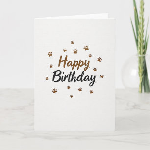 Paw Print Script Birthday Card