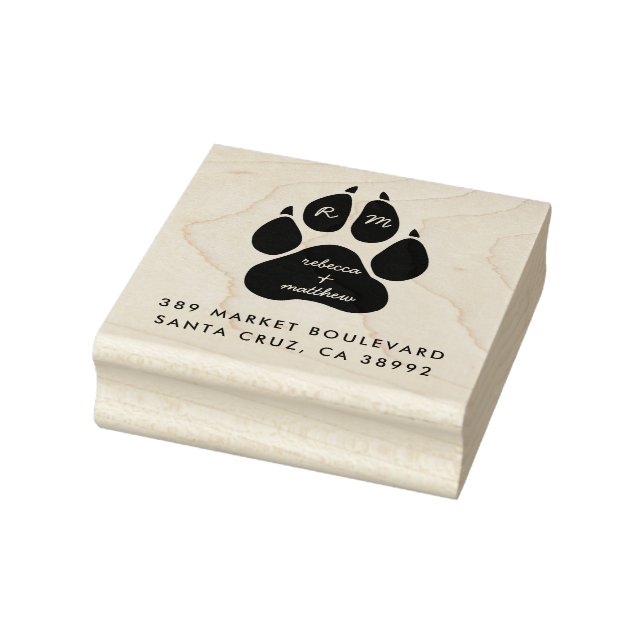 Paw Print & Script Custom Names Return Address Rubber Stamp (Stamp)