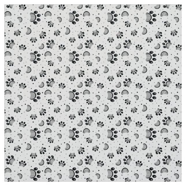 Paw print seamless pattern in grey colour fabric (Swatch)