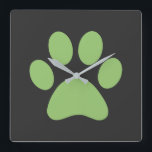 Paw Print   Square Wall Clock<br><div class="desc">Fun Paw Print design for animal lovers!</div>