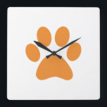 Paw Print      Square Wall Clock<br><div class="desc">Fun Paw Print design for animal lovers!</div>