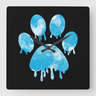 Paw Print Square Wall Clock