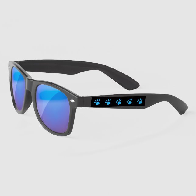 Paw Print Sunglasses (Black & Blue) (Left)