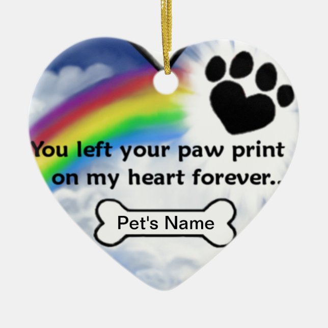 Paw Print Sympathy Poem Ceramic Tree Decoration (Front)