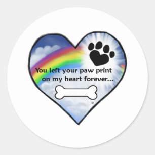 Paw Print Sympathy Poem Classic Round Sticker