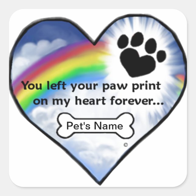 Paw Print Sympathy Poem Square Sticker (Front)