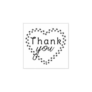 Paw Print Thank You  Rubber Stamp