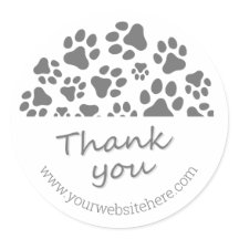 Paw Print Thank You Small Dog Business Stickers