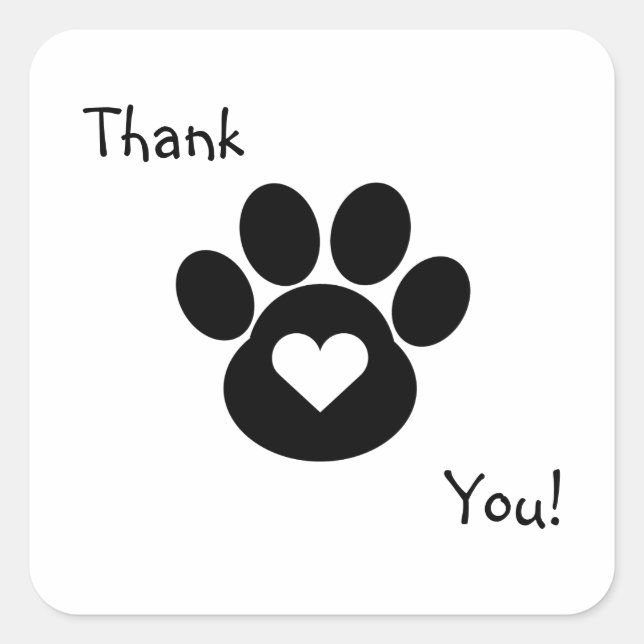 Paw Print Thank You Sticker (Front)